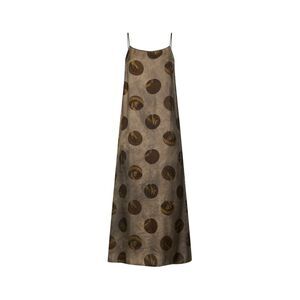 Uma Wang Women Grey Brown Printed Moulay Anaya Midi Dress